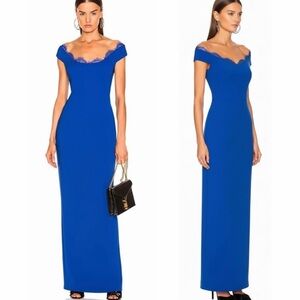 Cushnie et Ochs Lace Off the Shoulder Column Evening Gown Maxi Dress Size 6 NEW